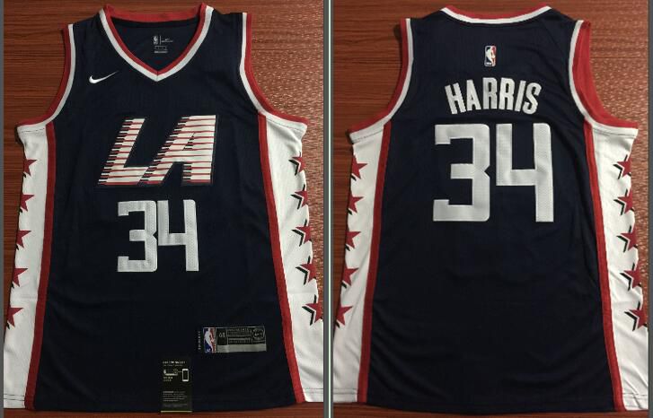 Men Los Angeles Clippers #34 Harris Blue City Edition Game Nike NBA Jerseys